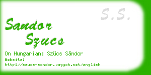 sandor szucs business card