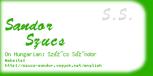 sandor szucs business card